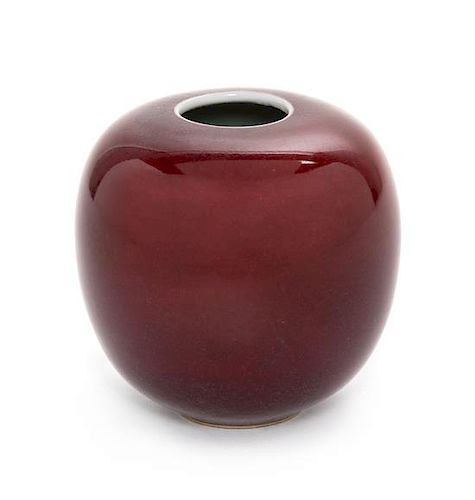 * A Copper Red Glazed Porcelain Jar Height 3 inches.
