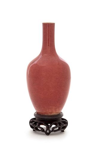 * A Sang-de-Boeuf Glazed Porcelain Vase Height 5 1/4 inches.