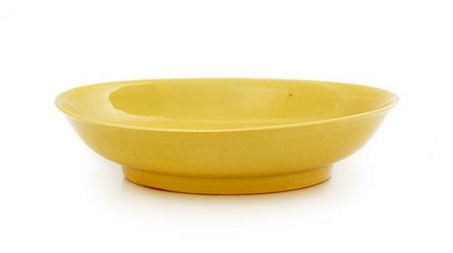 A Yellow Glazed Porcelain Dish Diameter 7 inches.