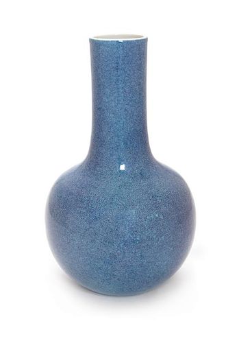A Robin's Egg Glazed Porcelain Bottle Vase Height 8 1/4 inches.
