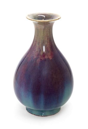 A Flambe Glazed Porcelain Vase, Yuhuchunping Height 11 1/2 inches.