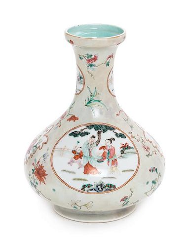 * A Famille Rose Porcelain Vase, Biqiping Height 8 inches.