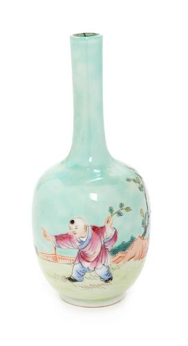 * A Famille Rose Porcelain Bottle Vase Height 5 inches.