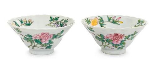 * A Pair of Famille Rose Porcelain Bowls Diameter of each 3 7/8 inches.