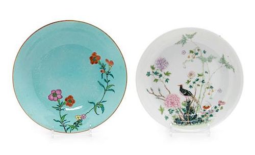 * Two Famille Rose Porcelain Plates Diameter of larger 7 3/4 inches.