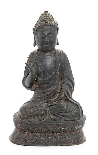 * A Bronze Figure of Shakyamuni Buddha Height 10 1/4 inches.