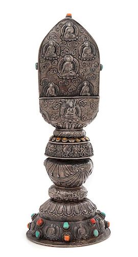 A Sino-Tibetan Silver Alter Piece Height 19 inches.
