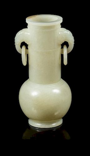 A White Jade Bottle Vase Height 6 1/8 inches.