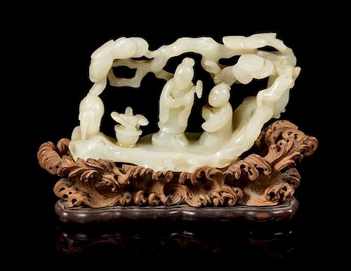 A White Jade Figural Group Length 5 1/2 inches.