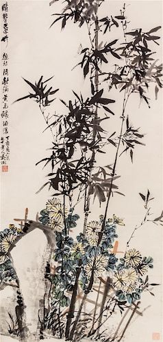 * Wu Zheng, (Chinese, 1878-1949), Bamboo and Chrysanthemums