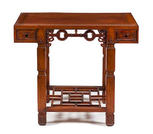 A Huanghuali Altar Table Height 28 x widht 32 1/2 x depth 16 1/2 inches.