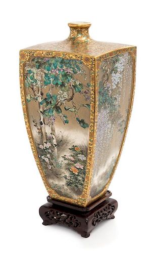 * A Fine Japanese Satsuma Vase Height 12 inches.