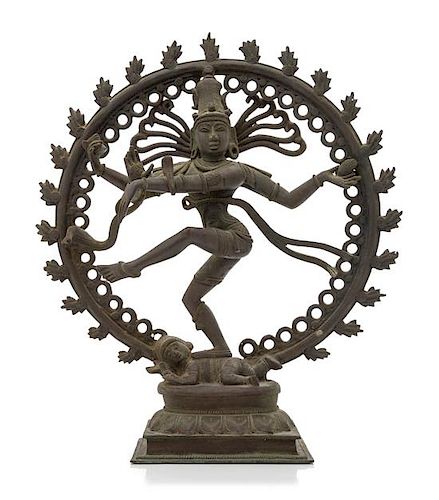 A South Indian Bronze Figure of Nataraja Height 14 3/4 inches.