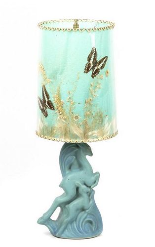 A Van Briggle Pottery Table Lamp, Height overall 19 inches.