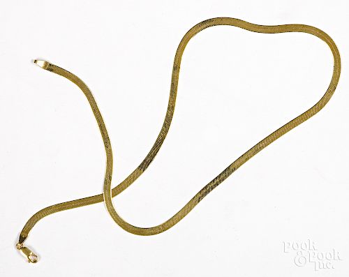 14K yellow gold herringbone necklace