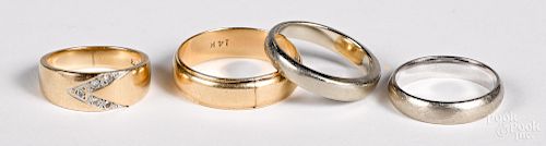 Four 14K gold bands