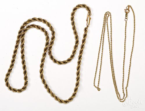 Two 14K yellow gold chains