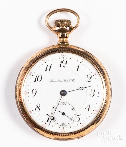 Gold filled Hamilton open-face pocket watch