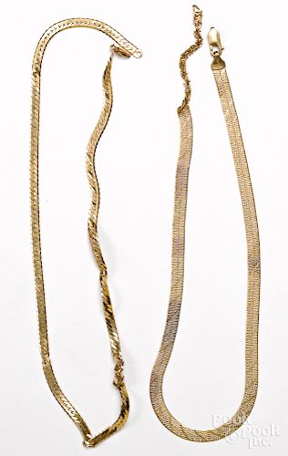 Two broken 14K yellow gold necklaces