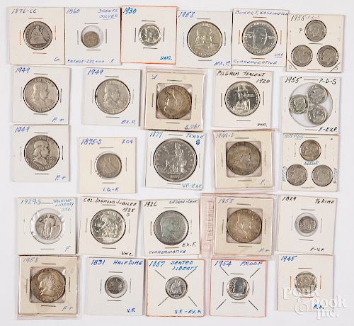 Collection of cased US silver coins.