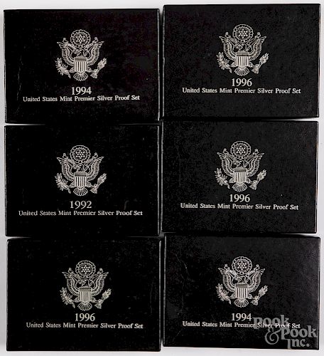Six US Mint Premier Silver Proof Sets