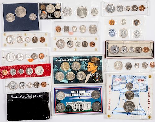 Nine pre-1964 US coin sets, etc.