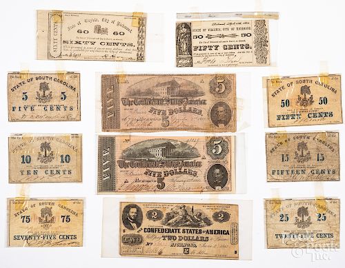 Collection of Confederate currency