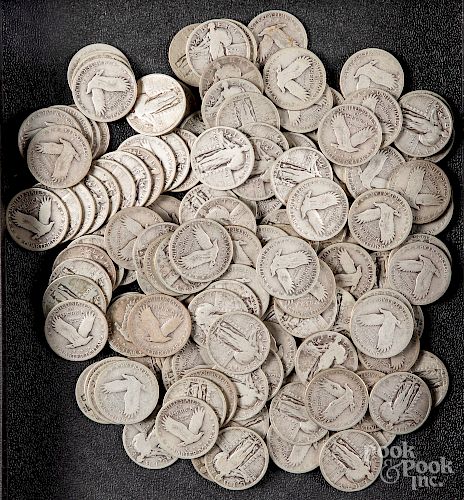 Collection of standing Washington quarters