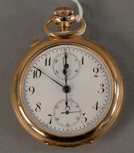 Agassiz chronometer open face pocket watch, gold filled, 52.mm