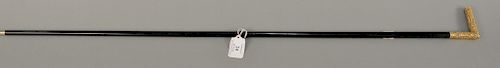 Presentation walking stick, ebony with gold top Victorian cane, marked New Haven Dec 12, 1880.