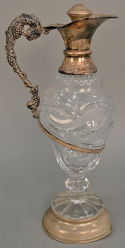 Silver and cut crystal carafe. ht. 15 1/2 in.