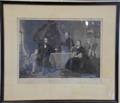 "Lincoln & His Family", Alfred S.B. Waugh mezzotint by Sartain, sight size 20" x 26 1/4" Provenance: From an estate in Lloyd Harbor,...
