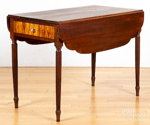 Sheraton mahogany and tiger maple Pembroke table