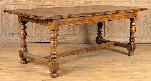 RUSTIC FRENCH OAK DINING TABLE STRETCHER BASE
