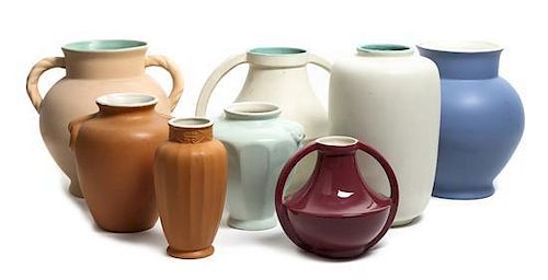 A Collection of Eight Coors Pottery Vases, Height of tallest 8 1/4 inches.
