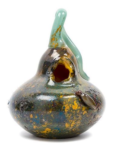 A Daum Vitrified and Applied Glass Vase Height 7 3/8 inches.