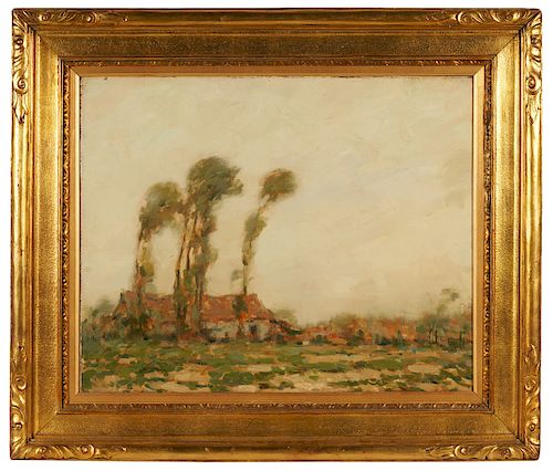 Roy Henry Brown 'Three Trees & Farmhouse' Painting