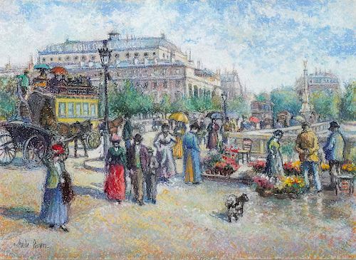 Hughes Claude Pissarro 'Market Day' Pastel