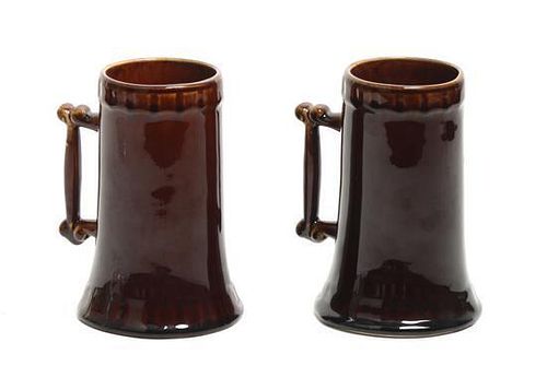 Two Hampshire Pottery Mugs, Height 5 1/2 inches.