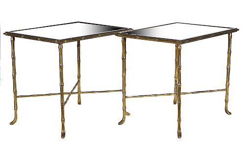 Pr. Maison Jansen Style Bamboo Bronze Tables