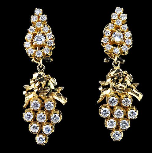 18Kt. Gold & Diamond Day-Night Earrings