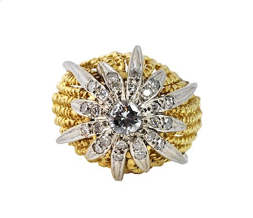 18Kt. Gold & Diamond Starburst Design Ring