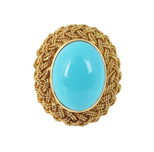 18Kt. Gold Persian Turquoise Cabochon Ring