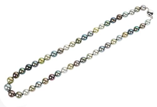 18Kt. Multicolor Tahitian Pearls w/ Diamond Clasp