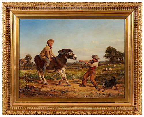 Heywood Hardy 'Boys & Donkey' Oil Painting