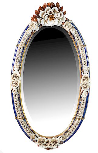 Tiche Italian Porcelain Oval Mirror