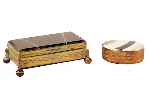 Two Bronze Mounted Agate Boxes
