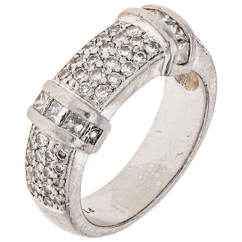 A diamond platinum ring.
