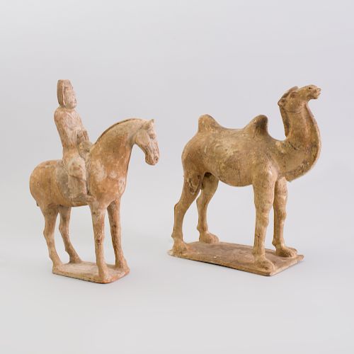 Chinese Unglazed Pottery Model of a Bactrian Camel in the Tang Style