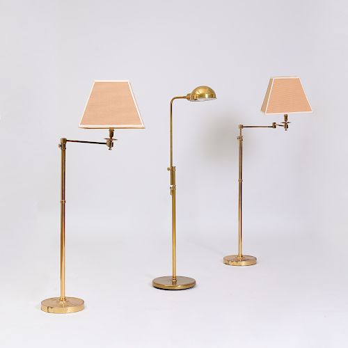Pair of Brass Reading Lamps with Retractable Arms